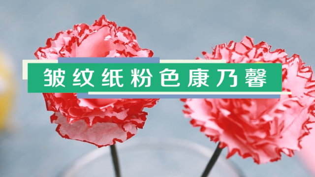 皺紋紙粉色康乃馨視頻教程 皺紋紙康乃馨制作方法