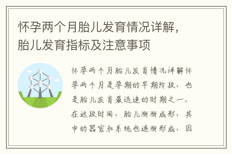 懷孕兩個月胎兒發育情況詳解，胎兒發育指標及注意事項