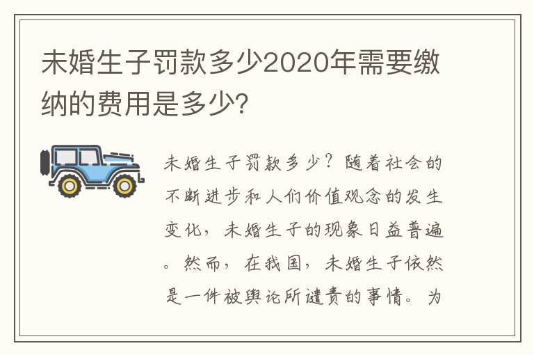 未婚生子罰款多少2020年需要繳納的費用是多少？