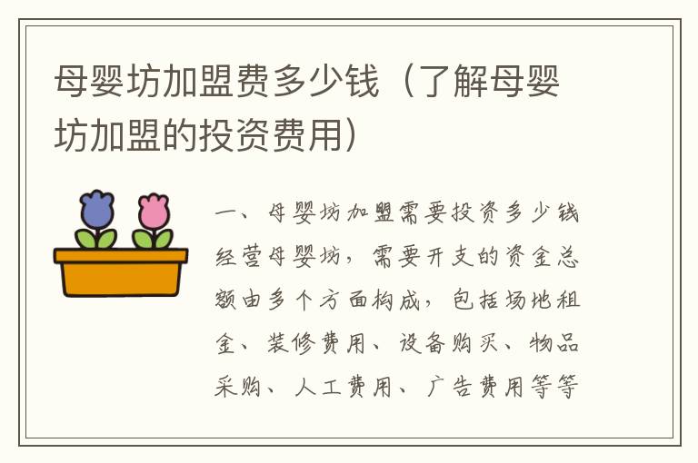 母嬰坊加盟費多少錢（了解母嬰坊加盟的投資費用）