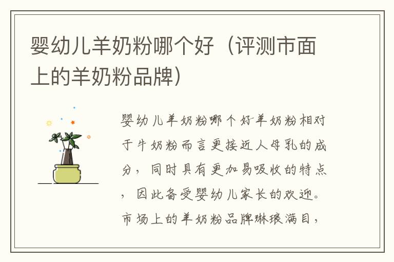 嬰幼兒羊奶粉哪個好（評測市面上的羊奶粉品牌）