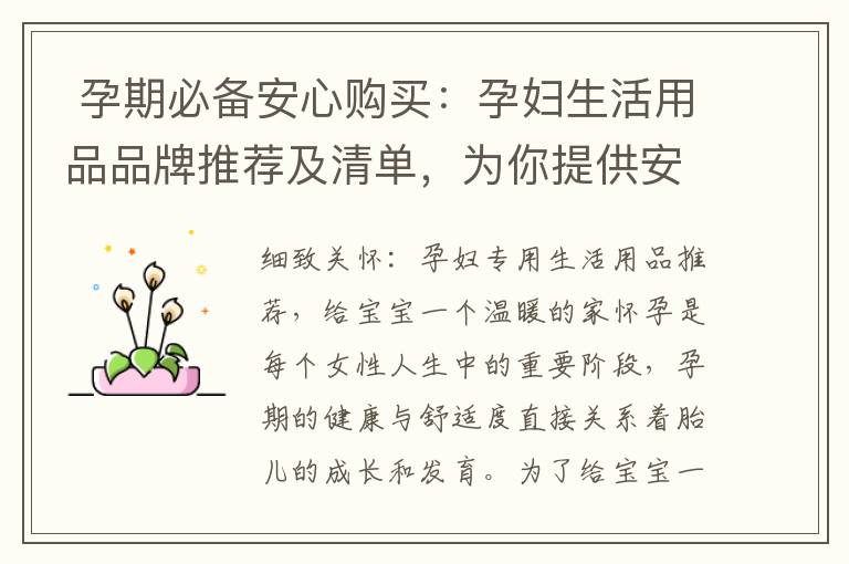  孕期必備安心購買：孕婦生活用品品牌推薦及清單，為你提供安全選擇和一應俱全的準備