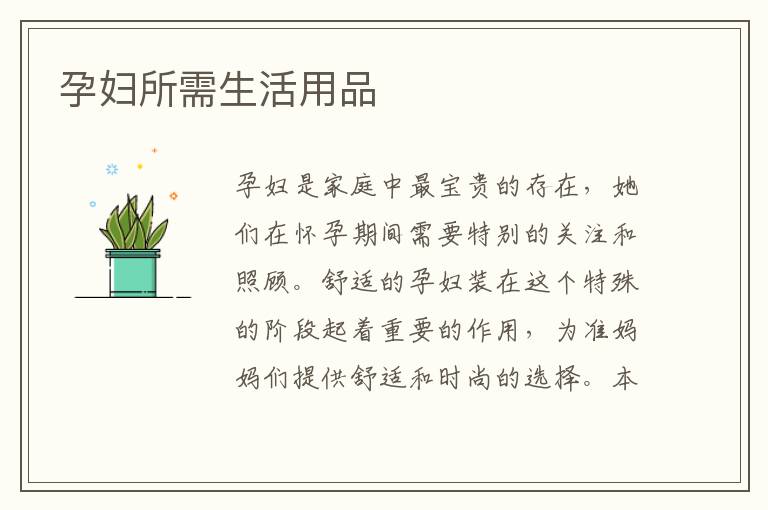 孕婦所需生活用品