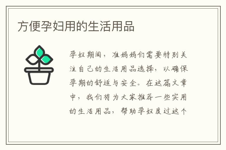 方便孕婦用的生活用品