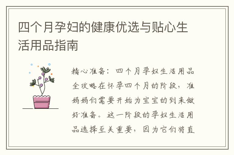 四個(gè)月孕婦的健康優(yōu)選與貼心生活用品指南