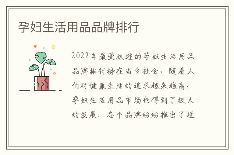 孕婦生活用品品牌排行