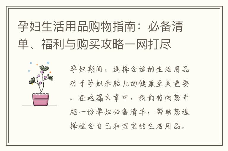 孕婦生活用品購物指南：必備清單、福利與購買攻略一網打盡