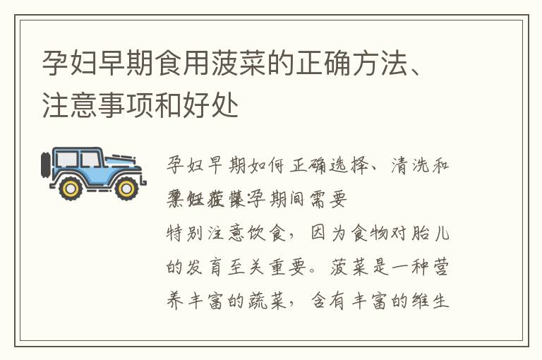 孕婦早期食用菠菜的正確方法、注意事項和好處