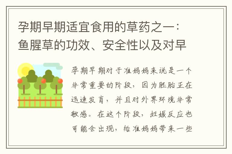 孕期早期適宜食用的草藥之一：魚腥草的功效、安全性以及對早孕期孕婦的益處