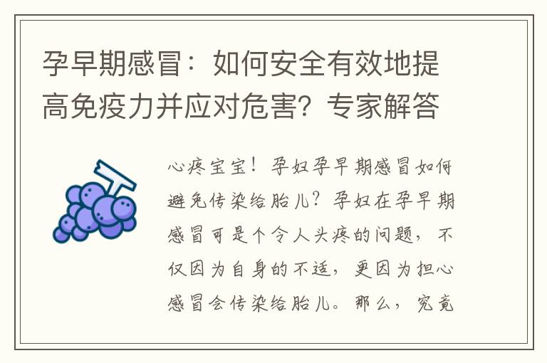 孕早期感冒：如何安全有效地提高免疫力并應(yīng)對(duì)危害？專家解答！