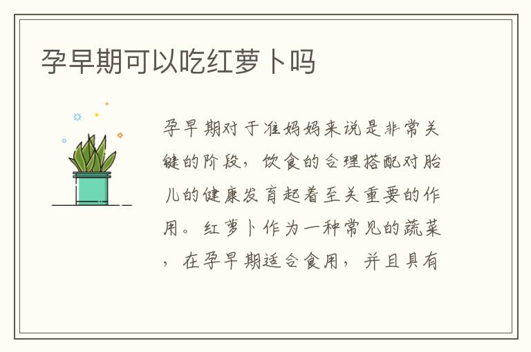 孕早期可以吃紅蘿卜嗎