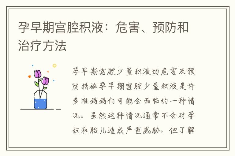 孕早期宮腔積液：危害、預防和治療方法