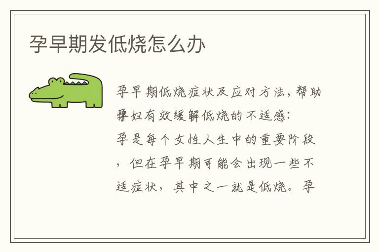 孕早期發(fā)低燒怎么辦