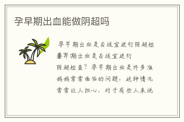 孕早期出血能做陰超嗎