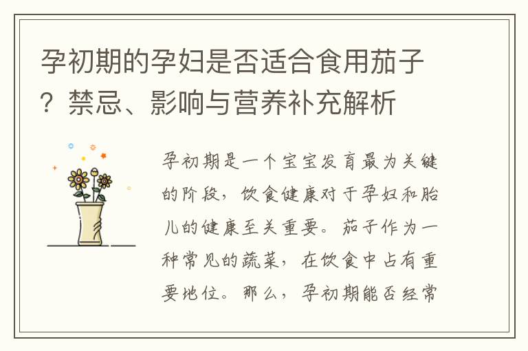 孕初期的孕婦是否適合食用茄子？禁忌、影響與營(yíng)養(yǎng)補(bǔ)充解析