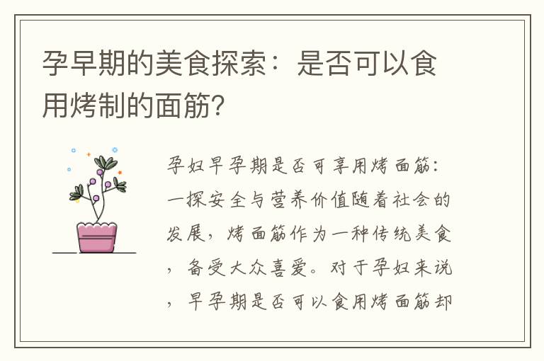 孕早期的美食探索：是否可以食用烤制的面筋？
