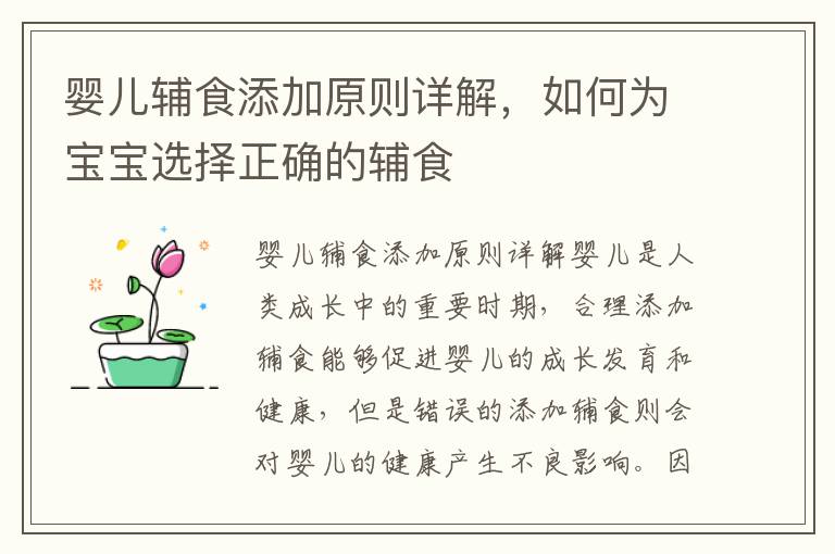 嬰兒輔食添加原則詳解，如何為寶寶選擇正確的輔食