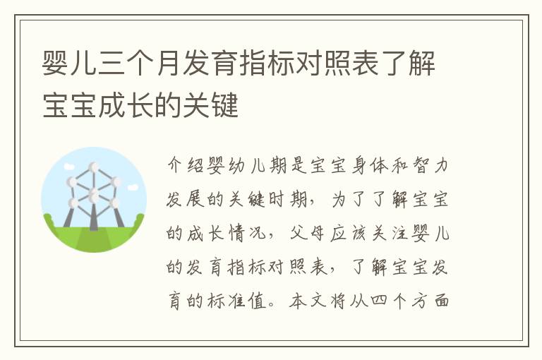 嬰兒三個(gè)月發(fā)育指標(biāo)對(duì)照表了解寶寶成長(zhǎng)的關(guān)鍵