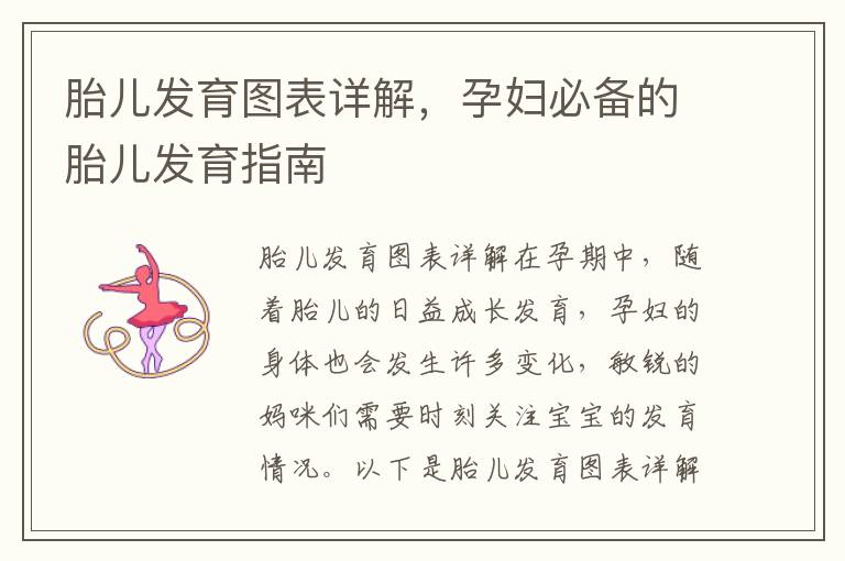 胎兒發育圖表詳解，孕婦必備的胎兒發育指南