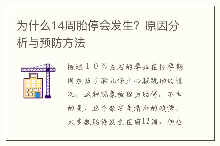 為什么14周胎停會發(fā)生？原因分析與預(yù)防方法
