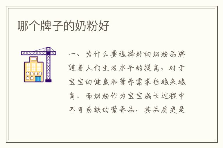 哪個牌子的奶粉好