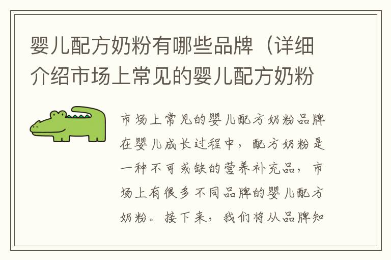 嬰兒配方奶粉有哪些品牌（詳細(xì)介紹市場(chǎng)上常見(jiàn)的嬰兒配方奶粉品牌）