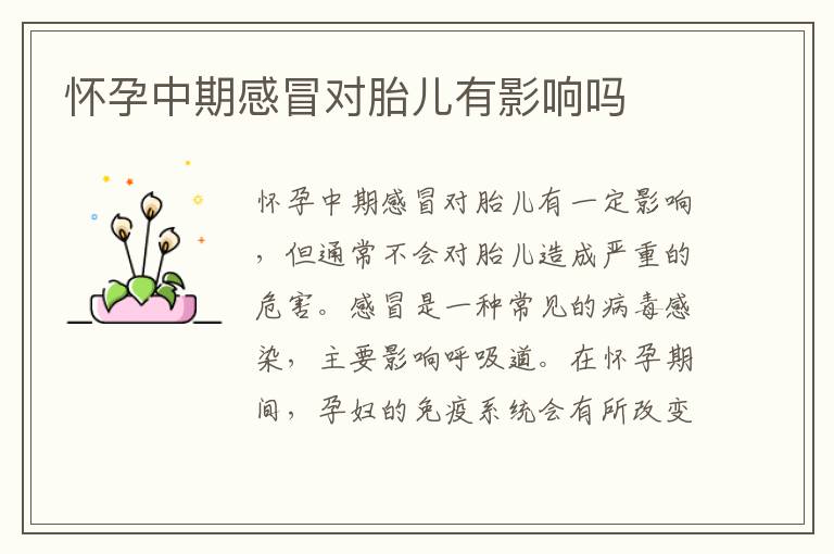 懷孕中期感冒對胎兒有影響嗎
