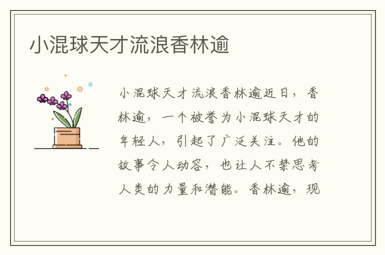 小混球天才流浪香林逾