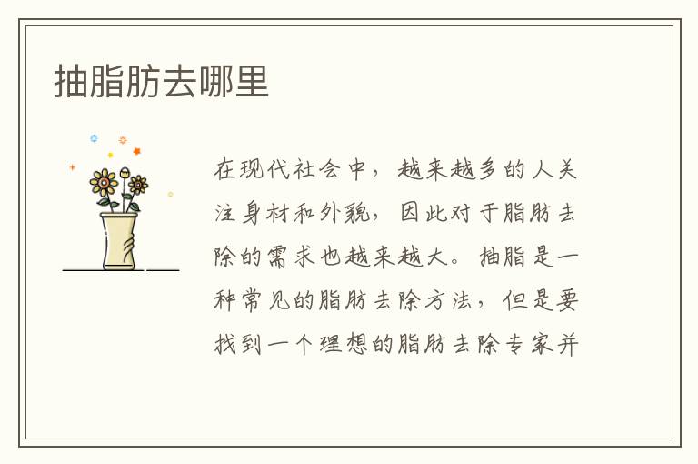 抽脂肪去哪里