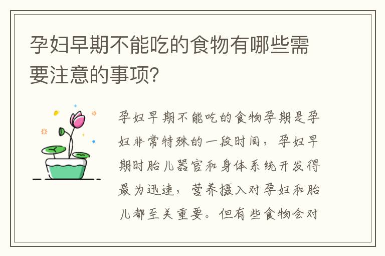 孕婦早期不能吃的食物有哪些需要注意的事項？