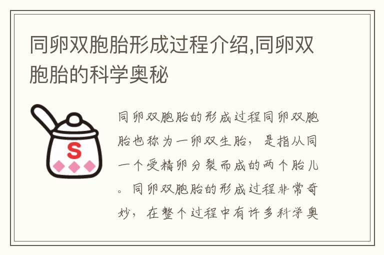 同卵雙胞胎形成過(guò)程介紹,同卵雙胞胎的科學(xué)奧秘