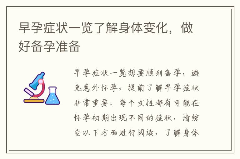 早孕癥狀一覽了解身體變化，做好備孕準備