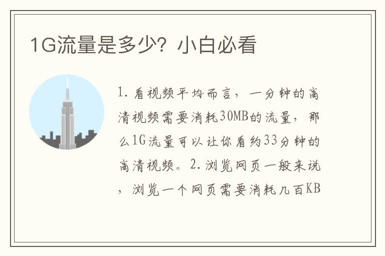 1G流量是多少？小白必看
