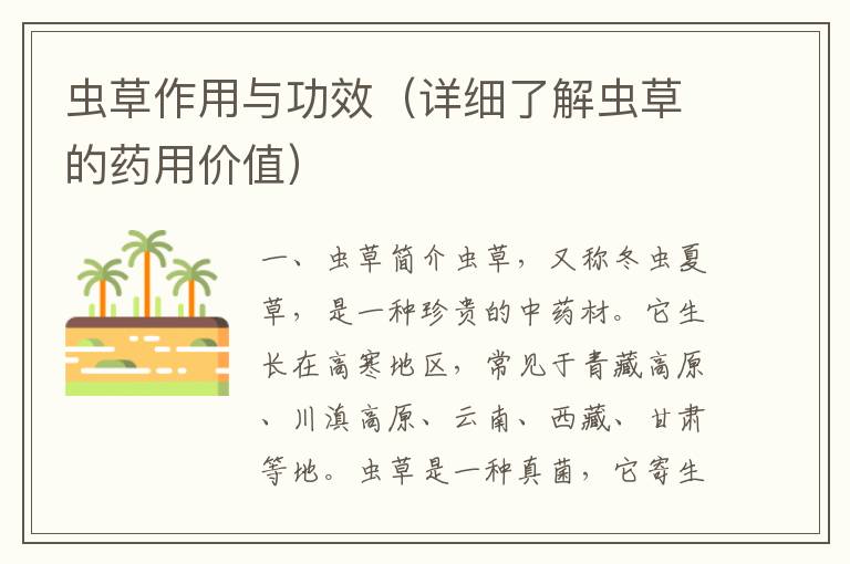 蟲草作用與功效（詳細(xì)了解蟲草的藥用價(jià)值）