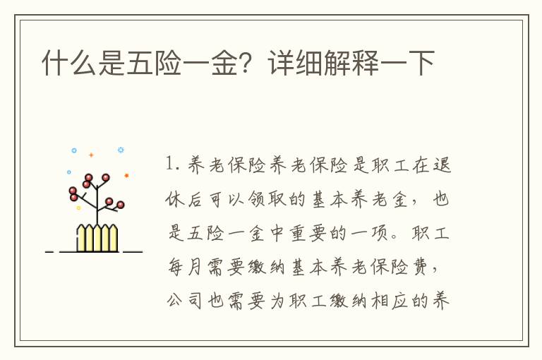 什么是五險一金？詳細解釋一下