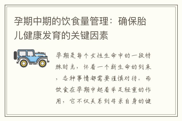 孕期中期的飲食量管理：確保胎兒健康發育的關鍵因素