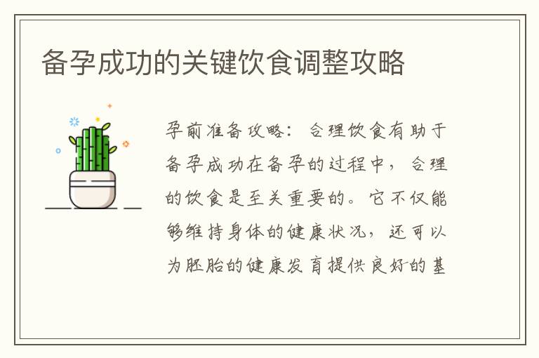 備孕成功的關鍵飲食調整攻略