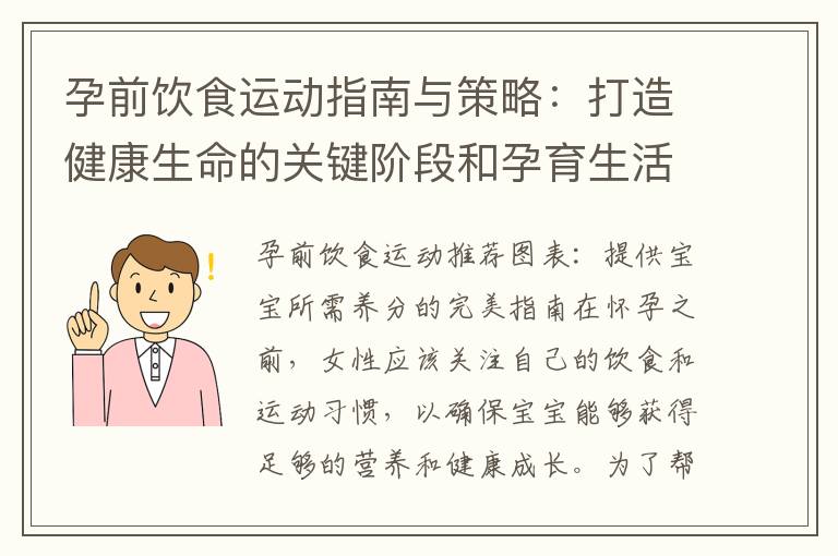 孕前飲食運動指南與策略：打造健康生命的關鍵階段和孕育生活方式