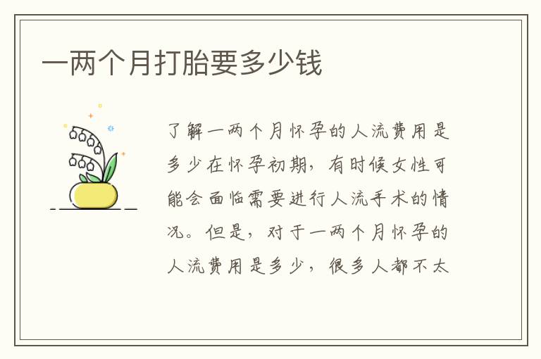 一兩個月打胎要多少錢