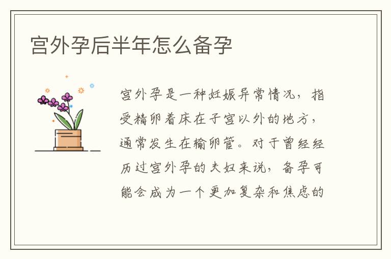 宮外孕后半年怎么備孕