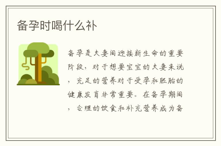 備孕時喝什么補