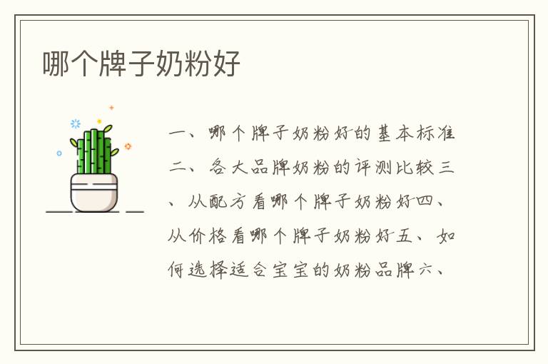 哪個牌子奶粉好