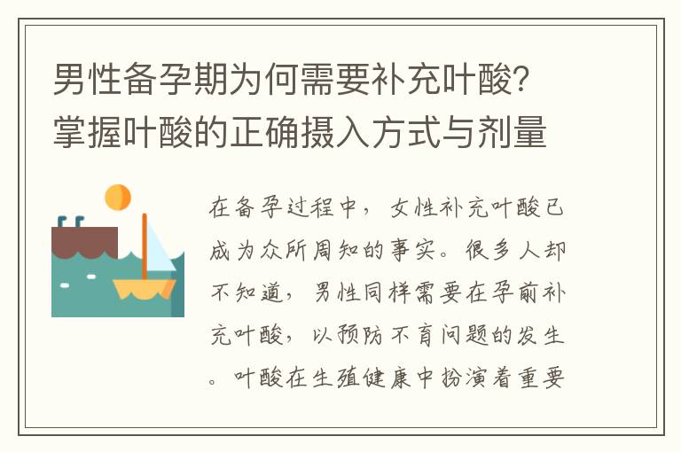 男性備孕期為何需要補充葉酸？掌握葉酸的正確攝入方式與劑量以及如何選擇合適的葉酸補充品！