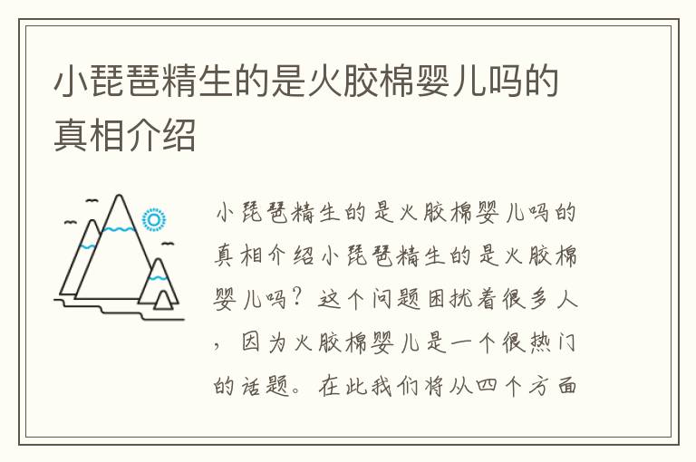 小琵琶精生的是火膠棉嬰兒?jiǎn)岬恼嫦嘟榻B