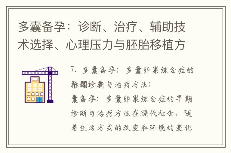 多囊備孕：診斷、治療、輔助技術(shù)選擇、心理壓力與胚胎移植方案