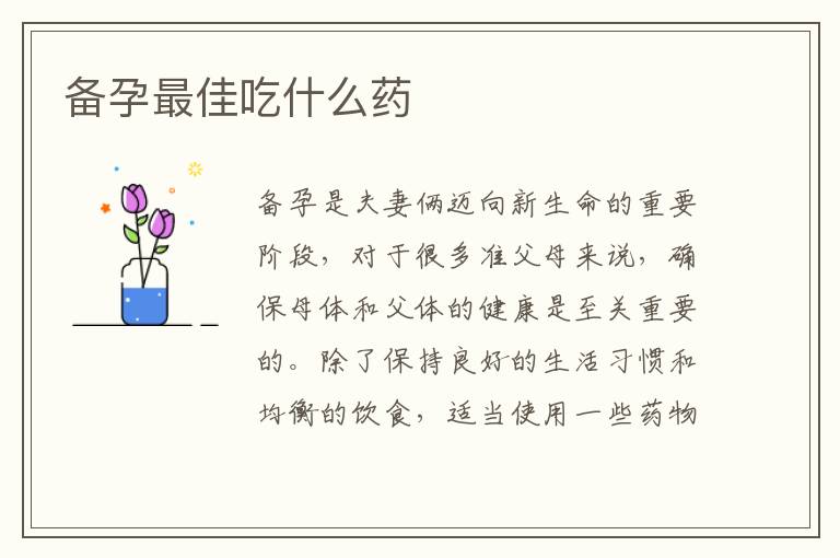 備孕最佳吃什么藥