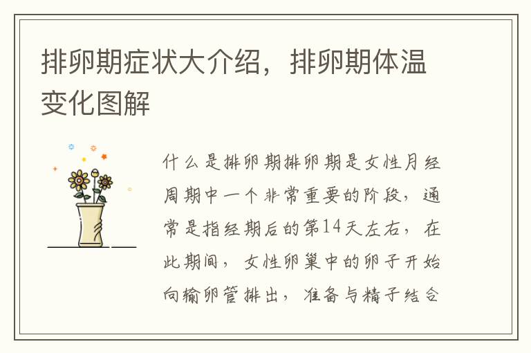 排卵期癥狀大介紹，排卵期體溫變化圖解