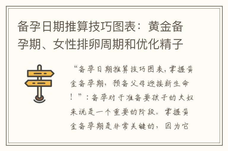 備孕日期推算技巧圖表：黃金備孕期、女性排卵周期和優化精子質量，提高受孕機會！