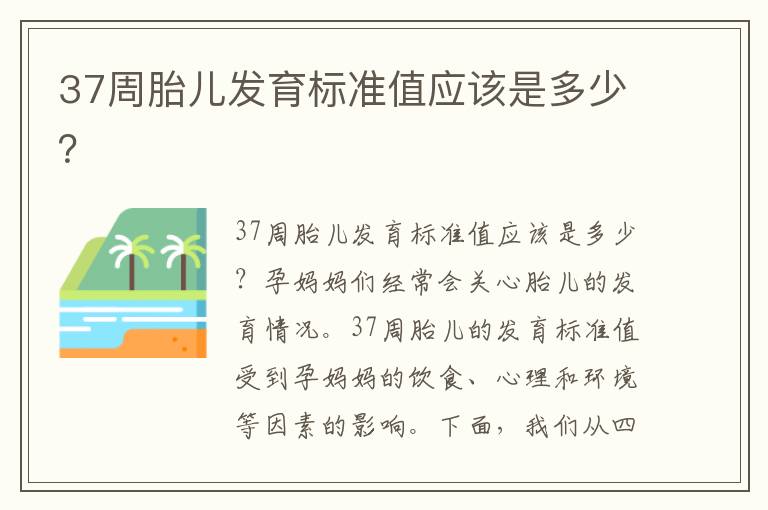 37周胎兒發育標準值應該是多少？