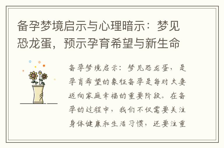 備孕夢境啟示與心理暗示：夢見恐龍蛋，預(yù)示孕育希望與新生命的到來